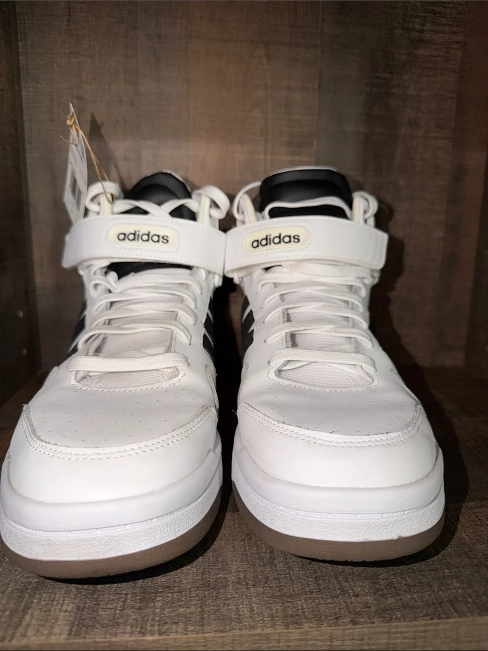 ADIDAS Men’s White and Black High-Top Athletic Sneakers-size 10